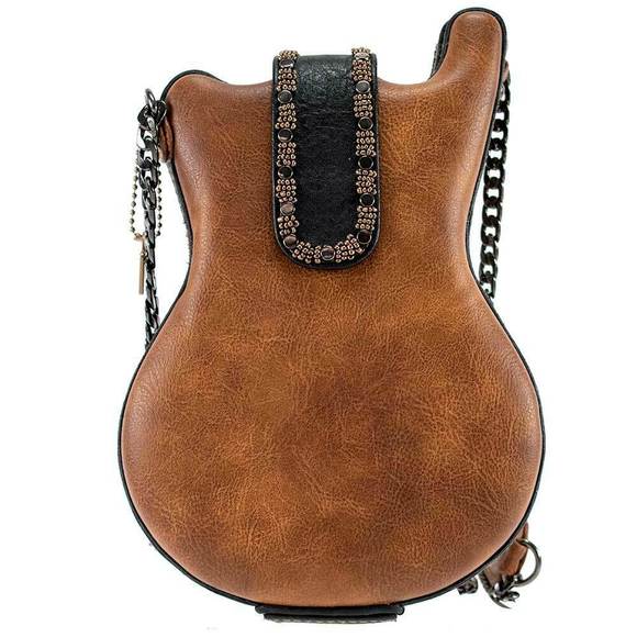 Mary Frances Open Mic Music Bag Brown Guitar Strings Acoustic Beaded Handbag New - Picture 5 of 7